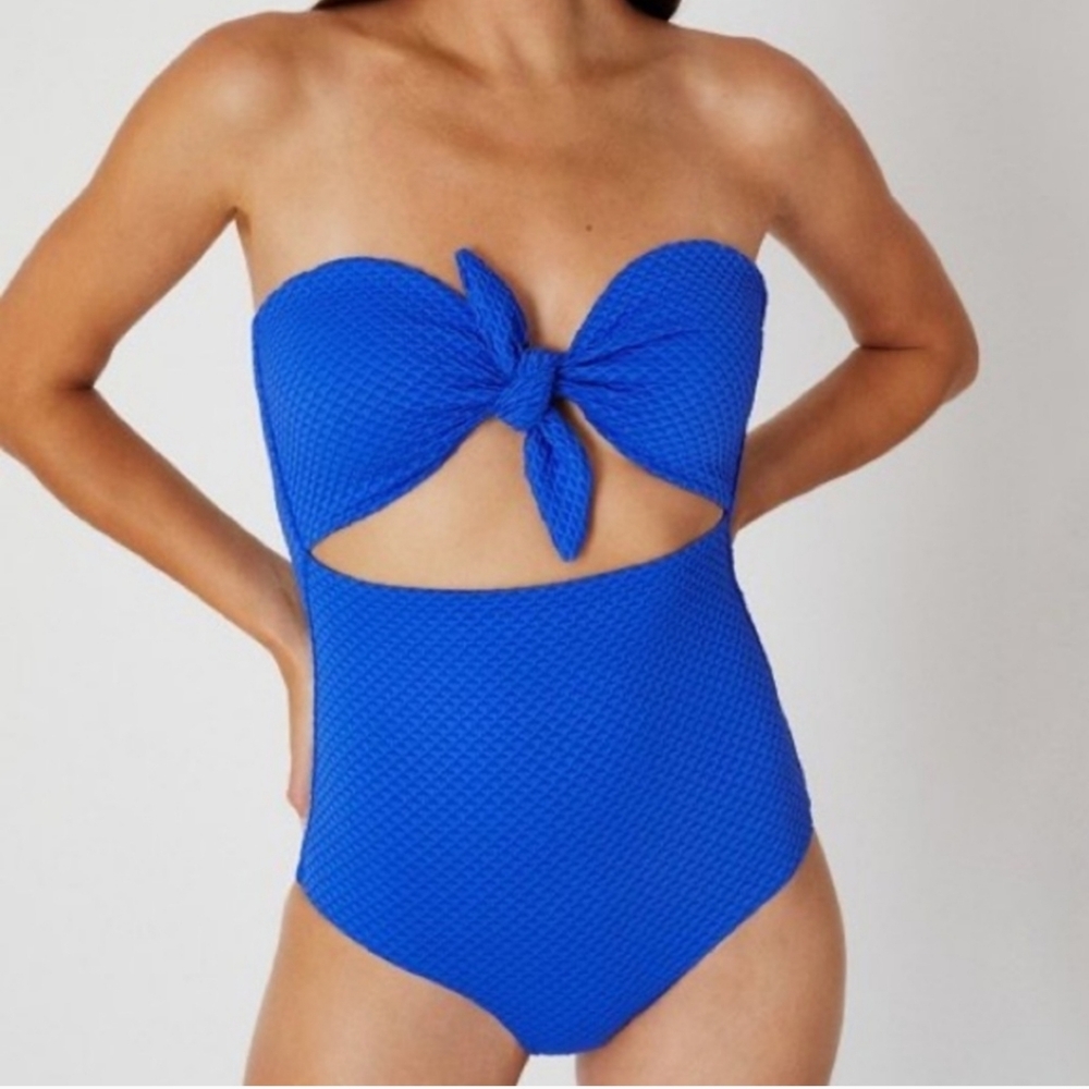New ONIA Marie One Piece Bathing Suit Swim Suit Blue - Small